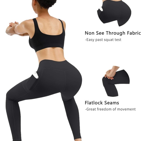 Women's Black Leggings with Pocket - Picture 5 of 6